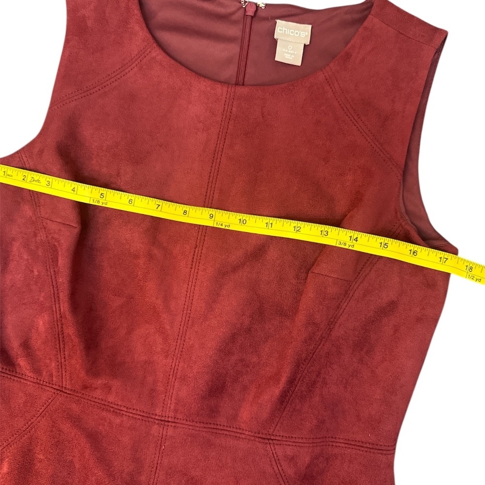 Chico's faux suede sleeveless sheath dress, deep garnet Red, Sz 0 Or S /4 - Picture 9 of 10